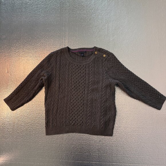 Tommy Hilfiger Cable Knit Long Sleeve Sweater Women’s Size‎ Large Crewneck Gray - Picture 3 of 10